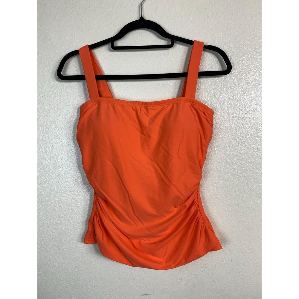 Carmen Marc Valvo Orange Ruched Tankini Swim Top size‎ Small Swim Modest beach